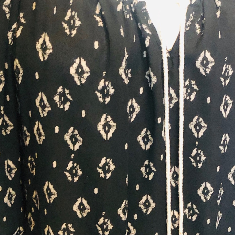 Sami & Jo Black & Cream Boho Peasant Blouse Top - Picture 2 of 8